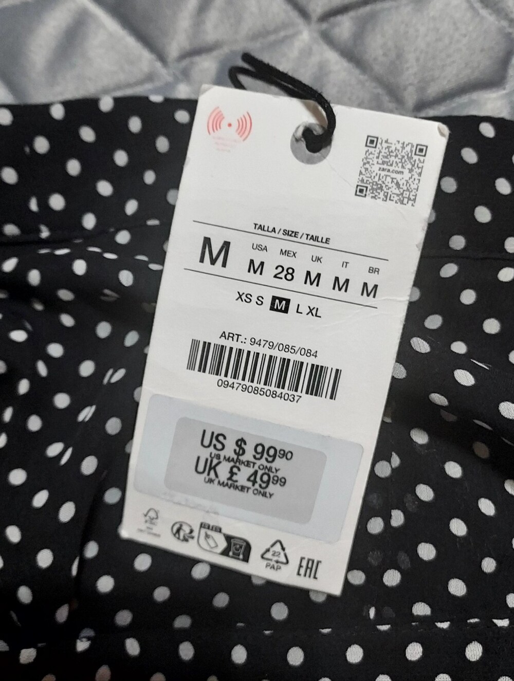 Zara Zw Collection Polka Dot Wide-Leg Semi-sheer Tiered High Waist Pants Sz-M - Picture 14 of 15